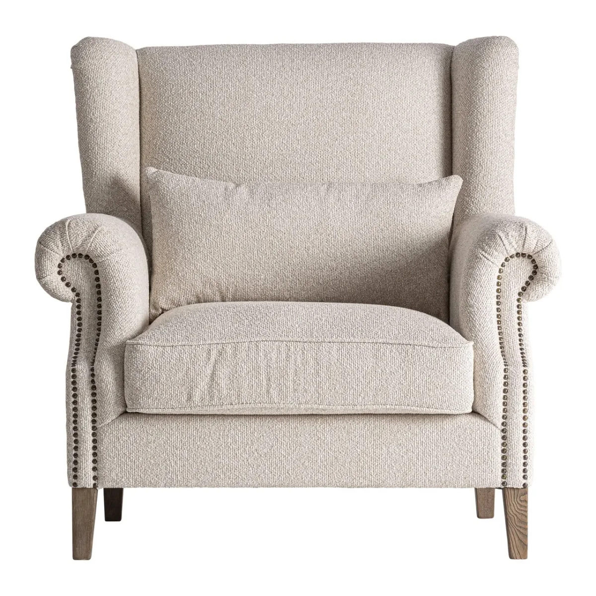 Sillón de madera de fresno tapizado en color crema Leiston - Imagen 3