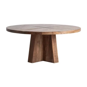 Mesa de comedor redonda 170cm madera maciza Brutalist