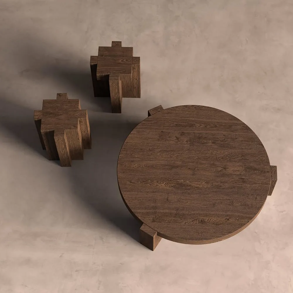 Mesa de centro Brutalist de madera de sal - Imagen 7