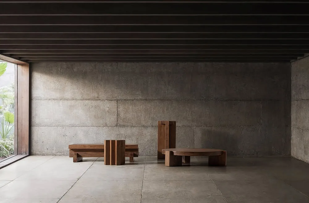 Mesa de centro Brutalist de madera de sal - Imagen 9