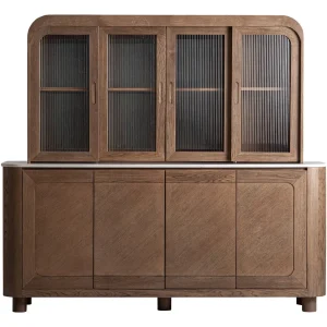 Mueble bar de madera y mármol
