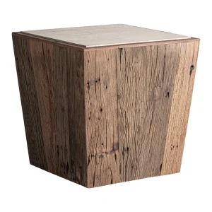 Mesa auxiliar 60 x 60 cm madera y travertino Merkem