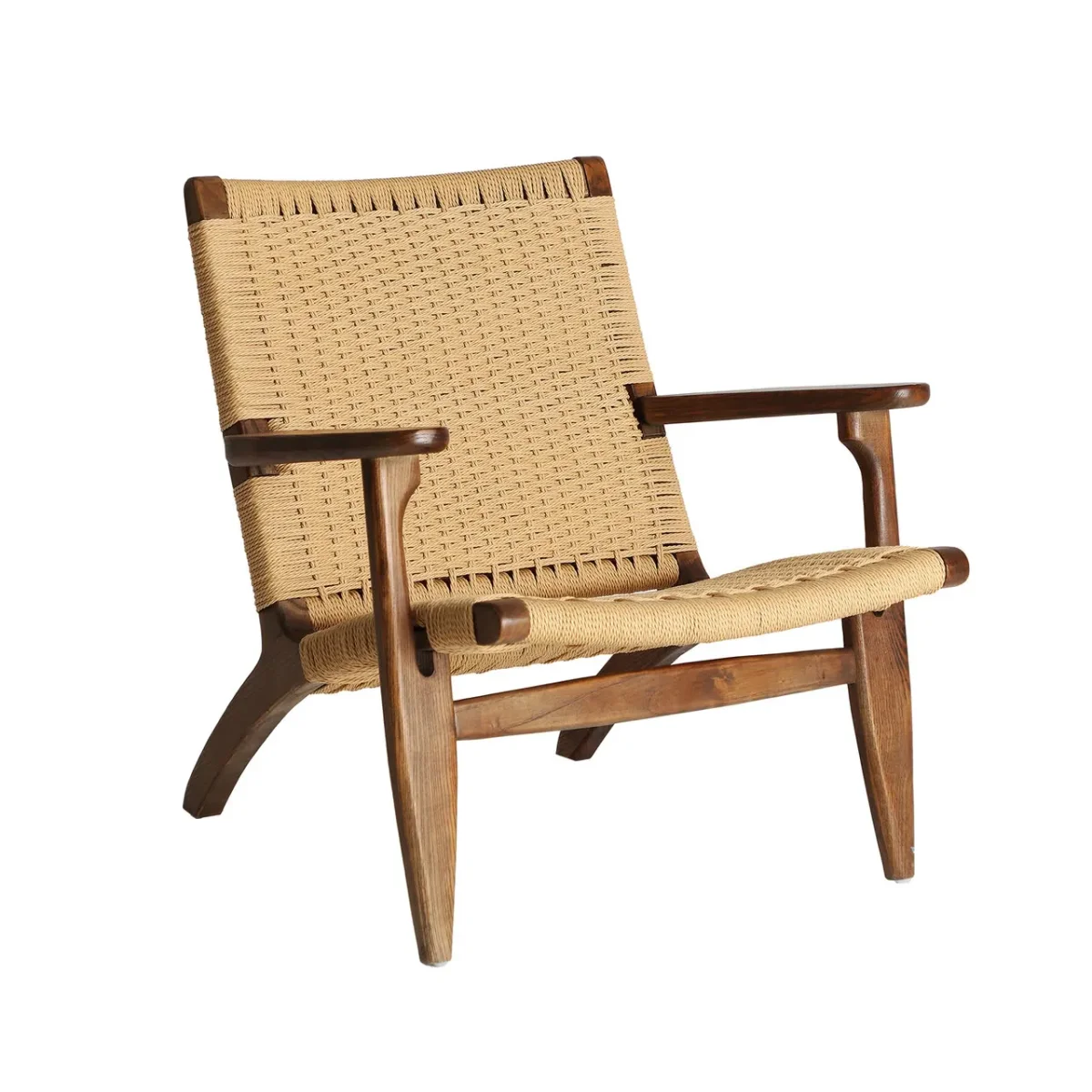 Sillón de madera de olmo y cuerda Jeshare