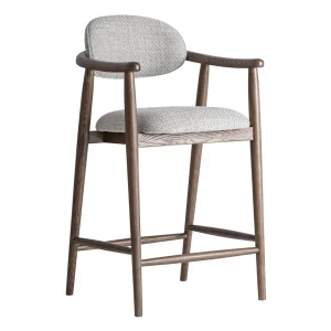 Taburete de madera de fresno tapizado gris Ternat