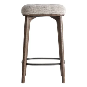 Taburete de madera de fresno tapizado beige Zemst
