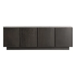 Aparador de travertino gris y madera Rignac 221 cm