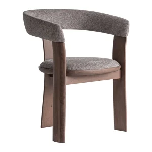 Silla tapizada topo con madera de fresno nogal Devillac
