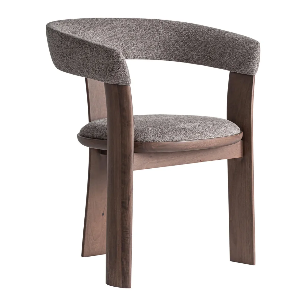 Silla tapizada topo con madera de fresno nogal Devillac