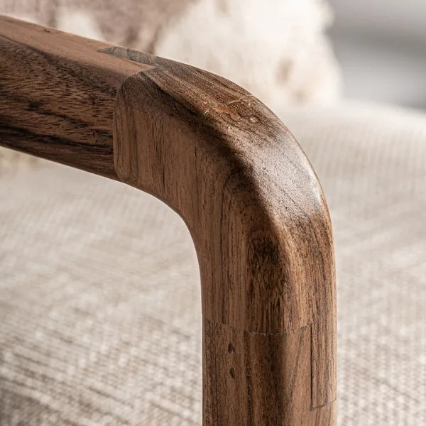 Sillón artesanal madera y algodón blanco roto Greensburg - Imagen 7