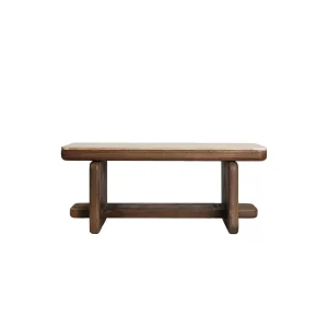 Mesa de centro de madera marrón y travertino beige Veyrac