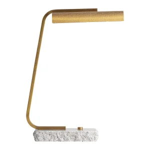 Lámpara de mesa de mármol gris y hierro dorado Banshe