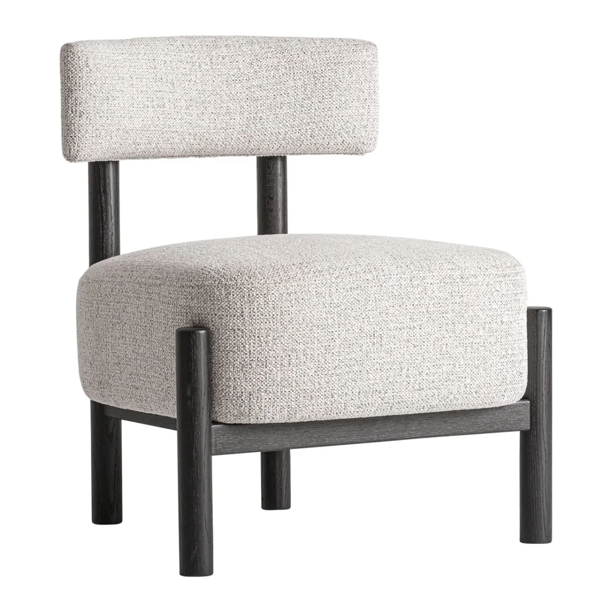 Sillón de madera de fresno negro con tapizado blanco roto Sindhu