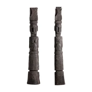 Set de 2 esculturas de madera de suar y hierro