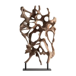 Escultura de pie de madera de teca y hierro 206 cm Frikhale