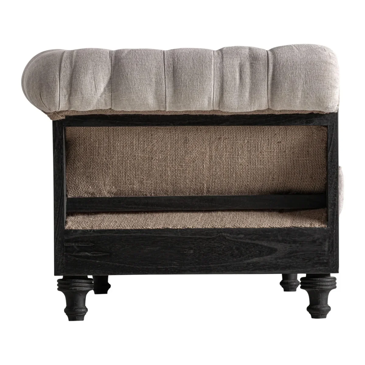 Sofá beige de madera maciza negra 240 cm Gore - Imagen 4
