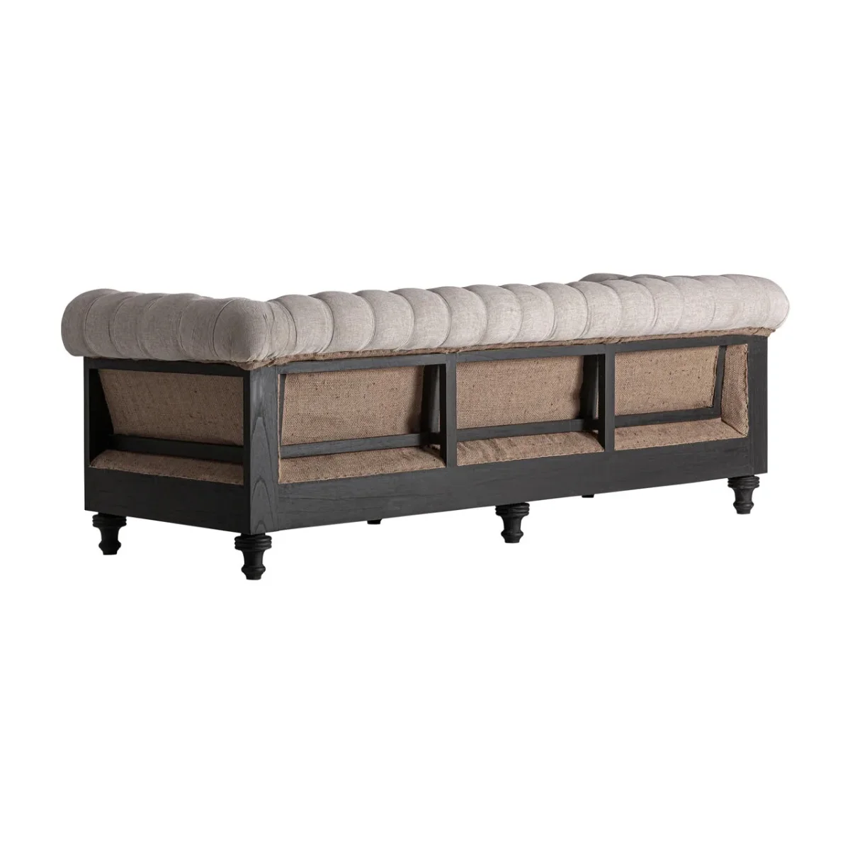 Sofá beige de madera maciza negra 240 cm Gore - Imagen 5