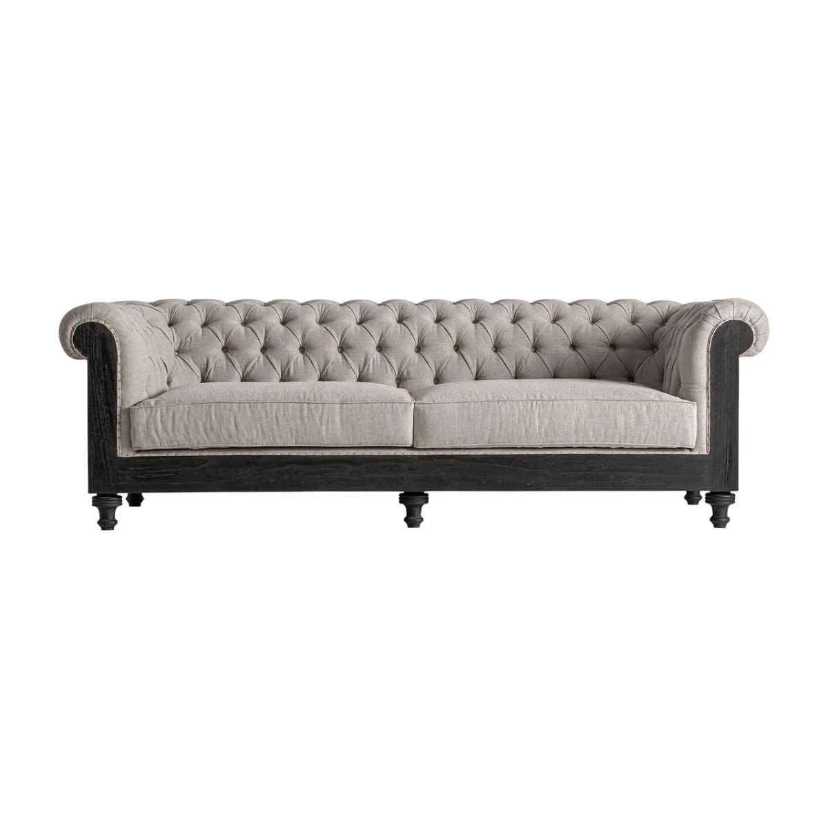 Sofá beige de madera maciza negra 240 cm Gore - Imagen 2