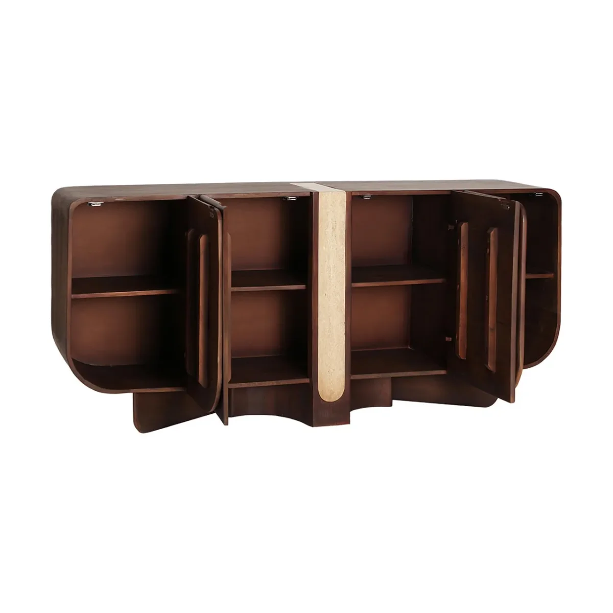 Aparador de madera y travertino 180×40×80 cm Braine - Imagen 3