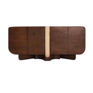 Aparador de madera y travertino 180×40×80 cm Braine