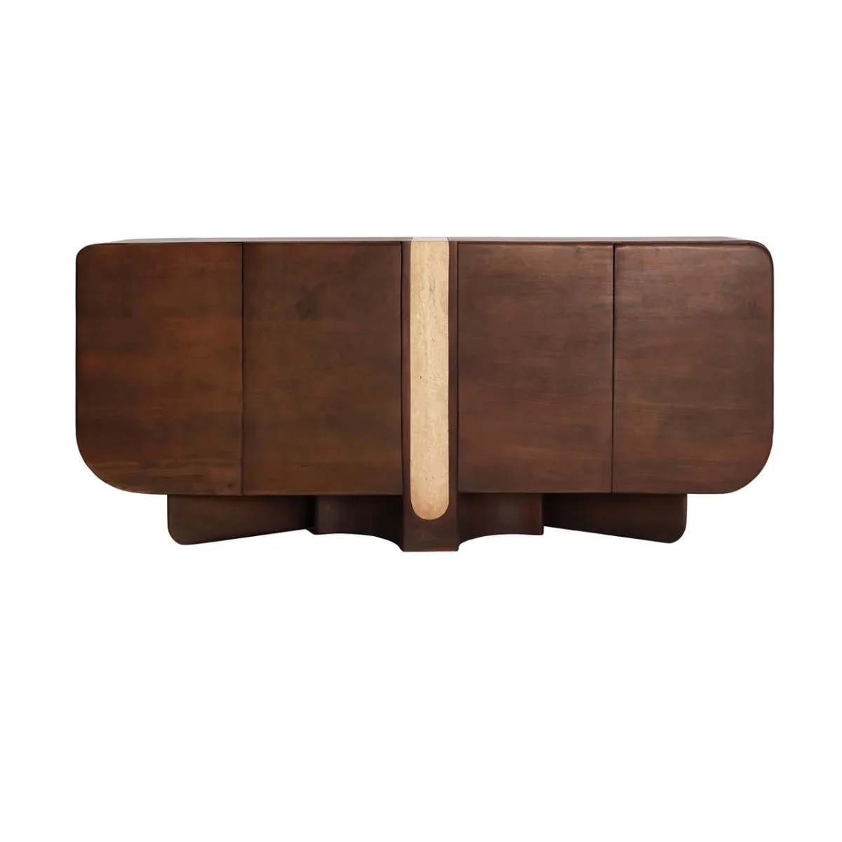 Aparador de madera y travertino 180×40×80 cm Braine - Imagen 2