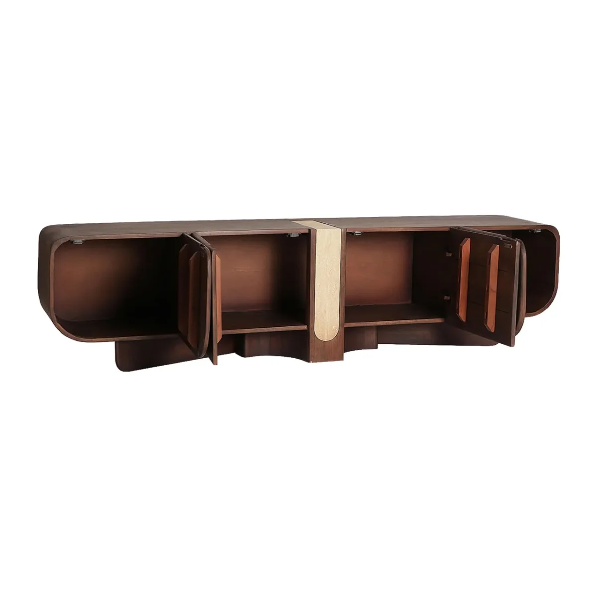 Mueble TV de madera y travetino BRAINE - Imagen 3