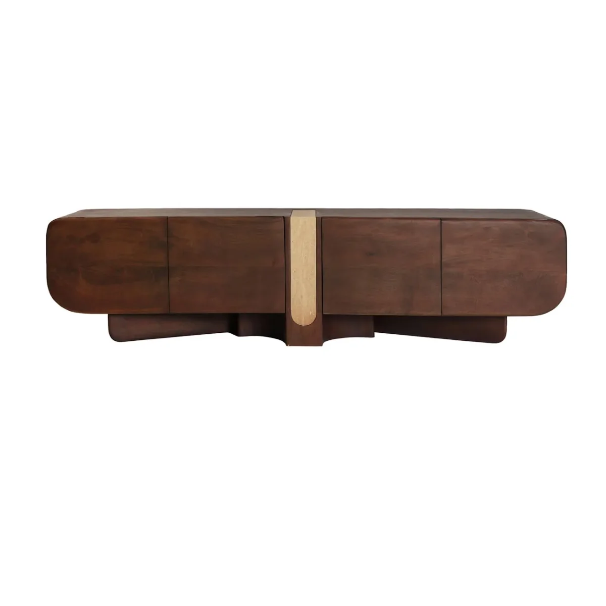 Mueble TV de madera y travetino BRAINE - Imagen 2