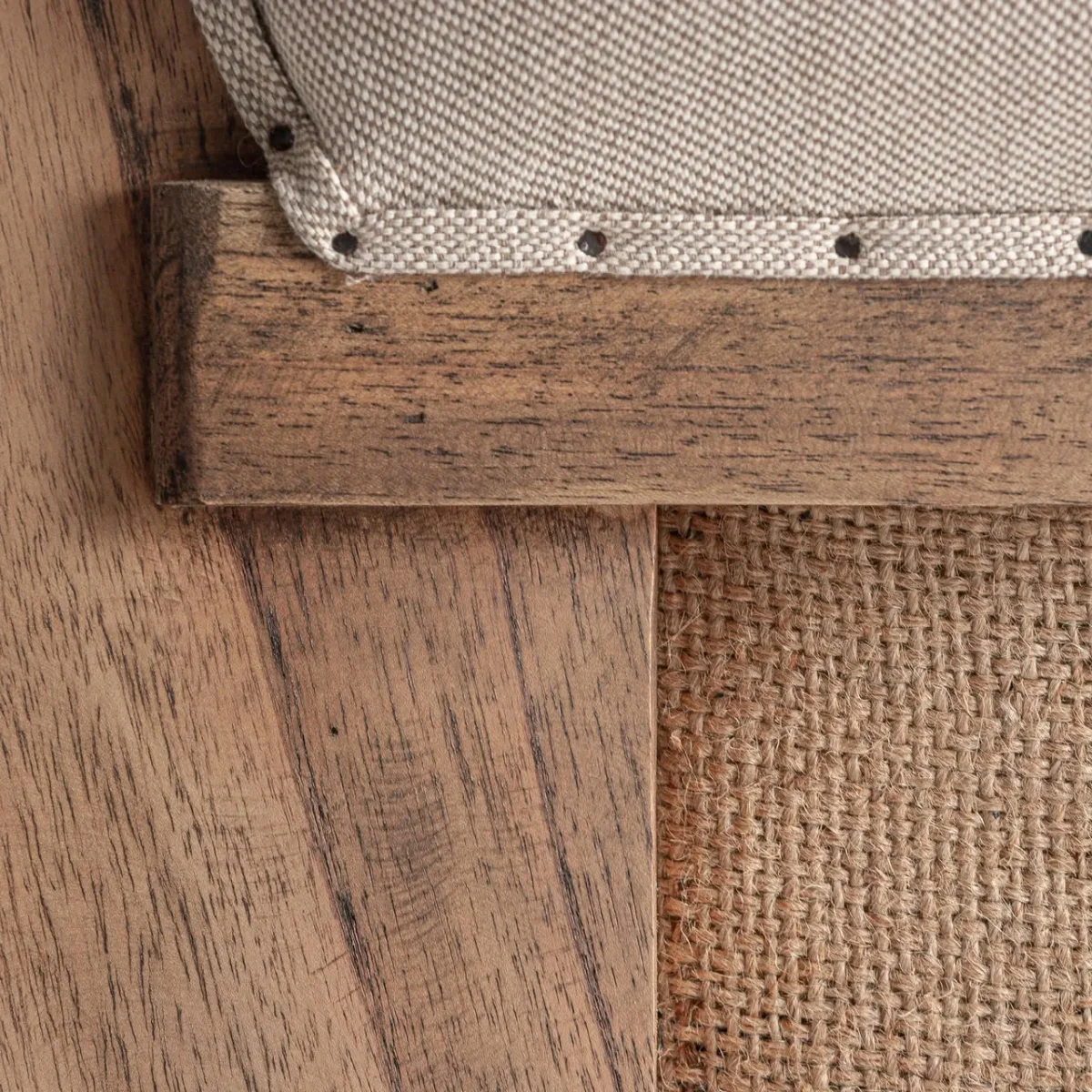 Sillón con respaldo alto de madera y lino Arbaz - Imagen 7