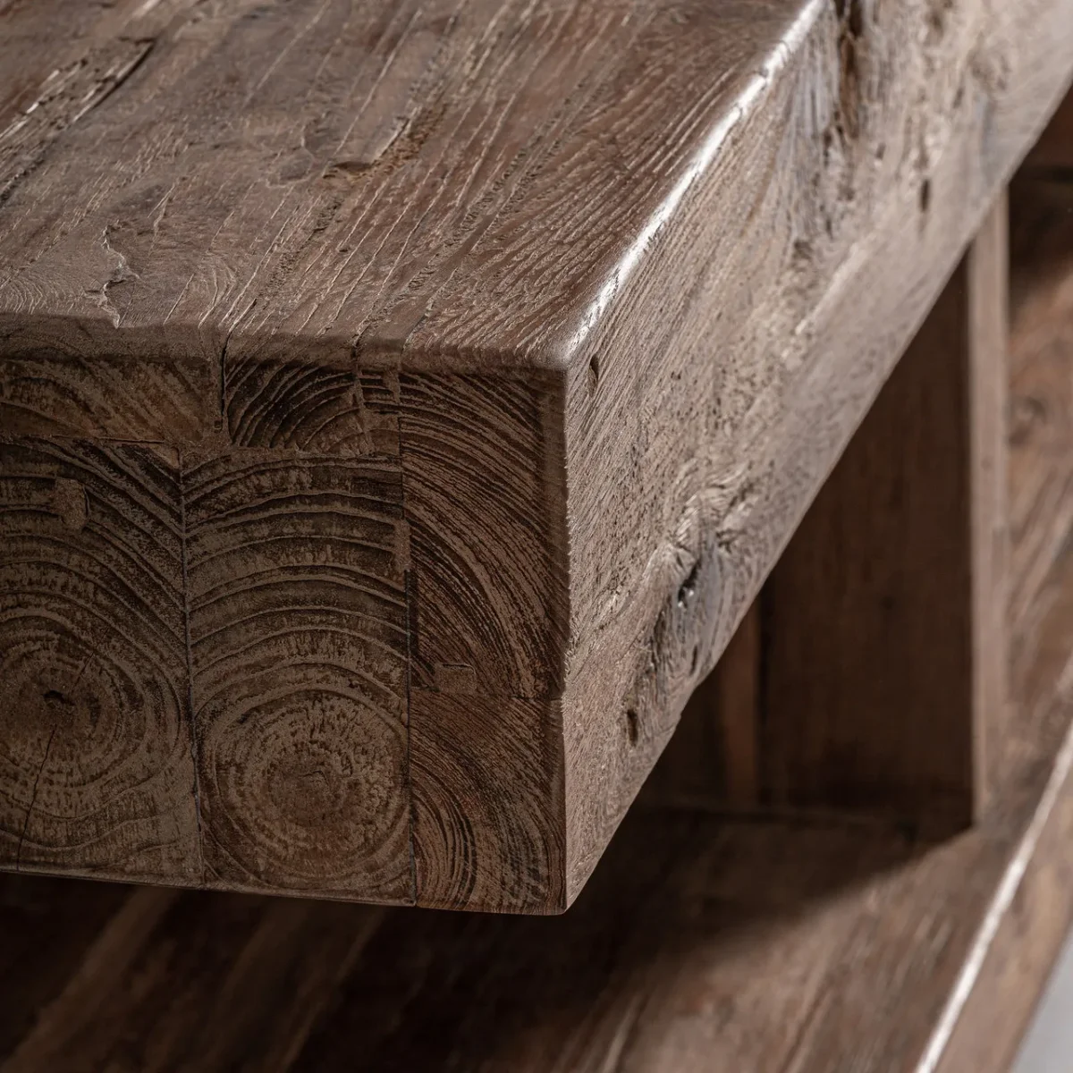 Mueble de TV de madera de teka reciclada 250×50 cm Sukt - Imagen 4