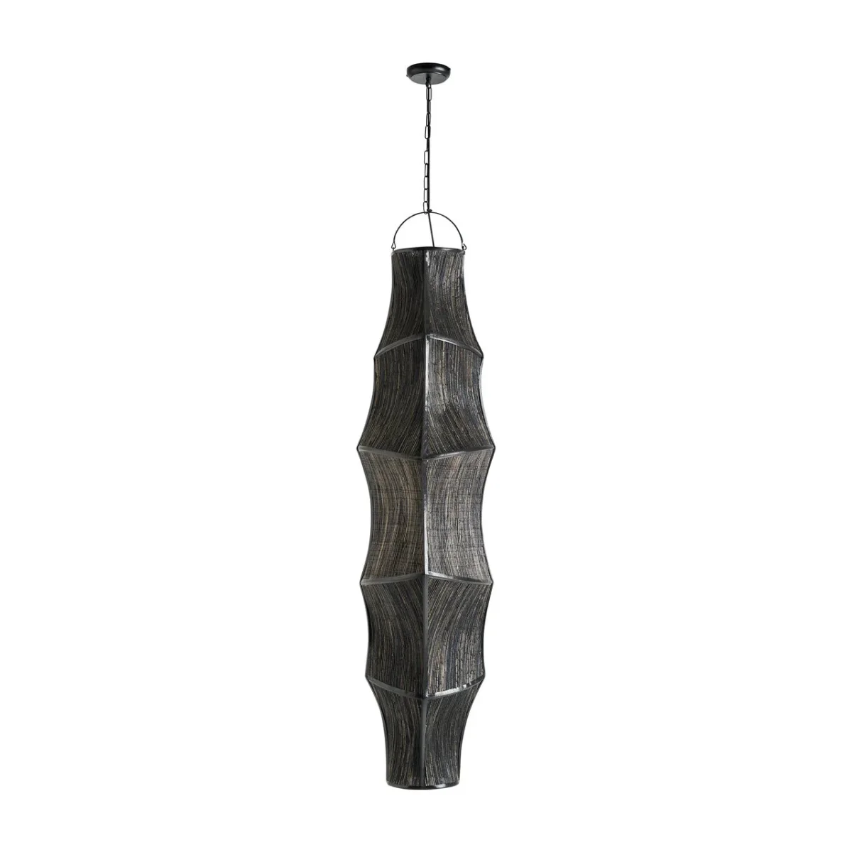 Lámpara colgante de fibra natural negra 38×150 cm Lauzun - Imagen 3