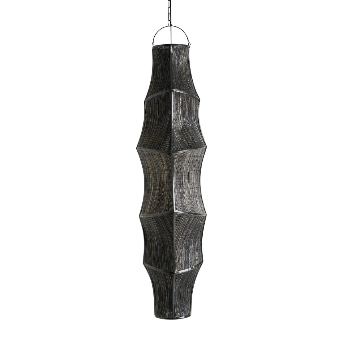 Lámpara colgante de fibra natural negra 38×150 cm Lauzun - Imagen 2