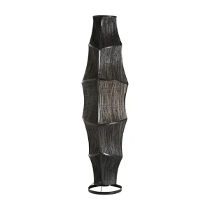 Lámpara de pie de fibra natural negra 38×150 cm Lauzun