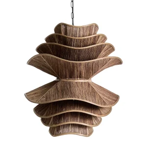 Lámpara colgante de fibra natural marrón 60×73 cm Thenny