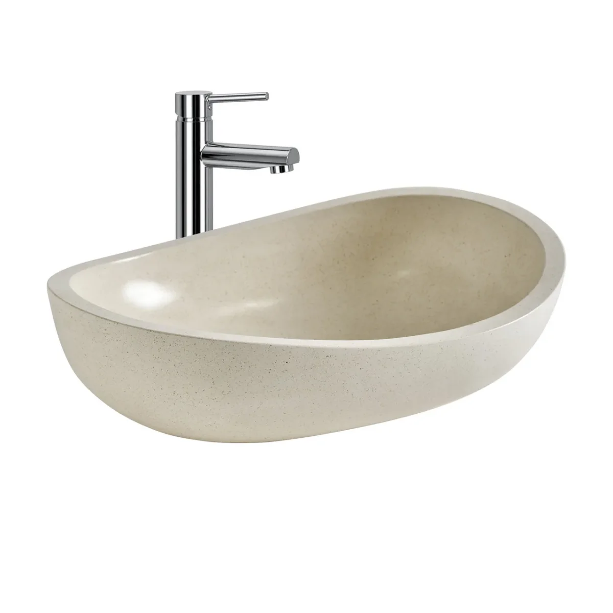 Lavabo sobre encimera de terrazo blanco 64×44 cm Lussac - Imagen 3