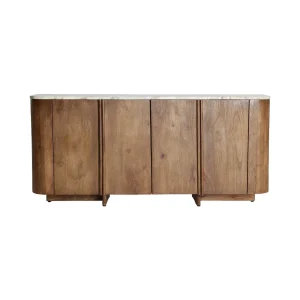 Aparador de madera de mango y mármol 175×80 cm Droux