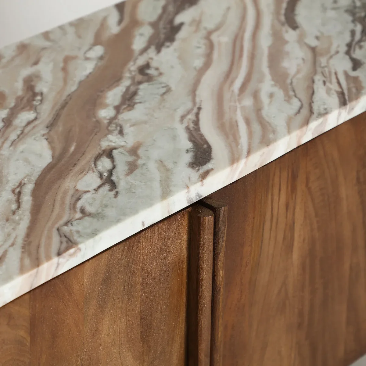 Mueble de TV de madera de mango y mármol 190×50 cm Droux - Imagen 4
