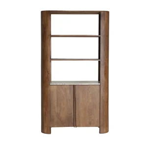 Estantería de madera de mango y mármol 100×175 cm Droux