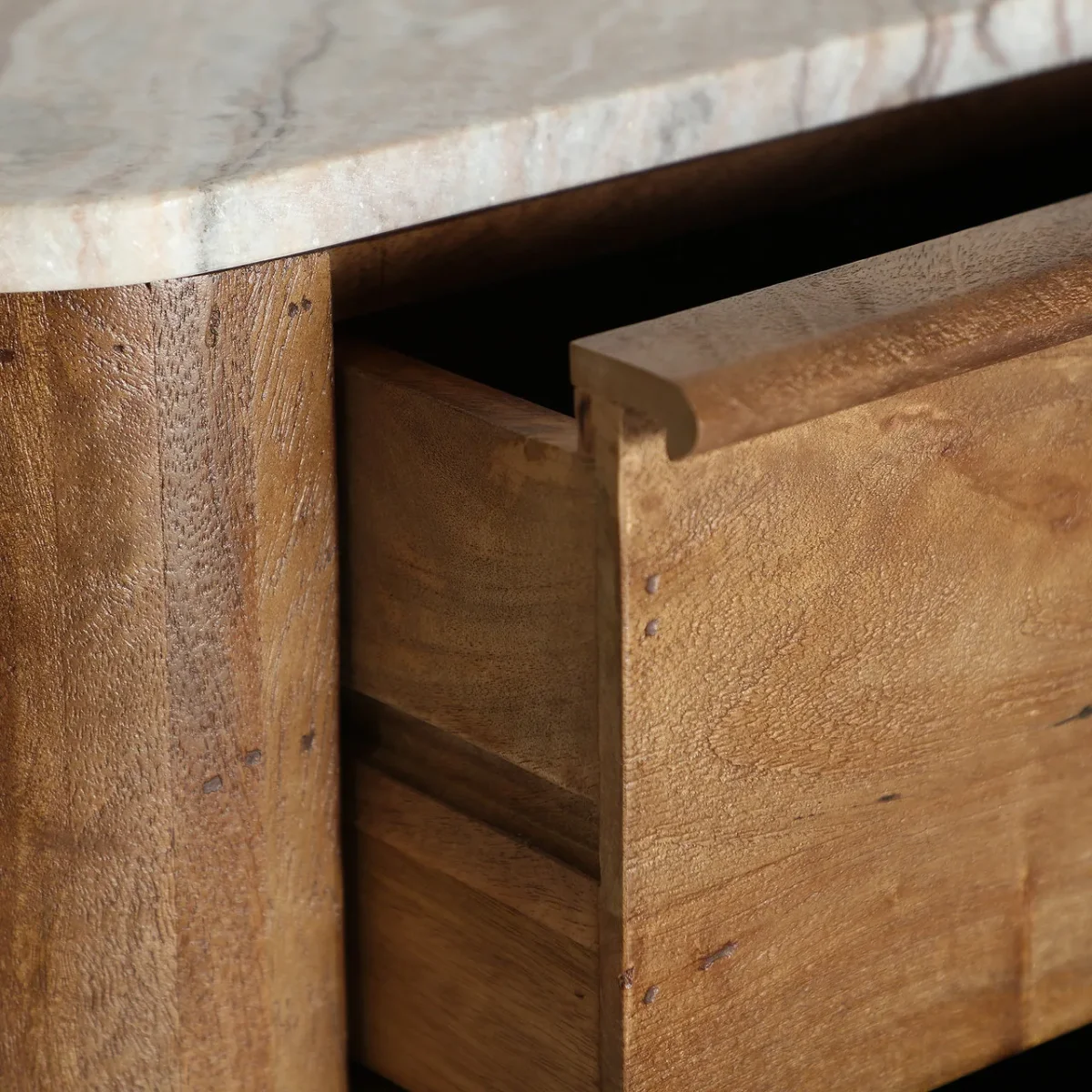 Cómoda de madera de mango y mármol 60×110 cm Droux - Imagen 3