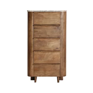 Cómoda de madera de mango y mármol 60×110 cm Droux