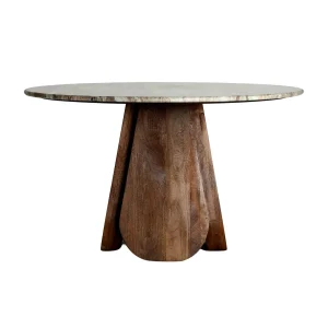 Mesa de comedor de madera de mango y mármol 130×76 cm Droux