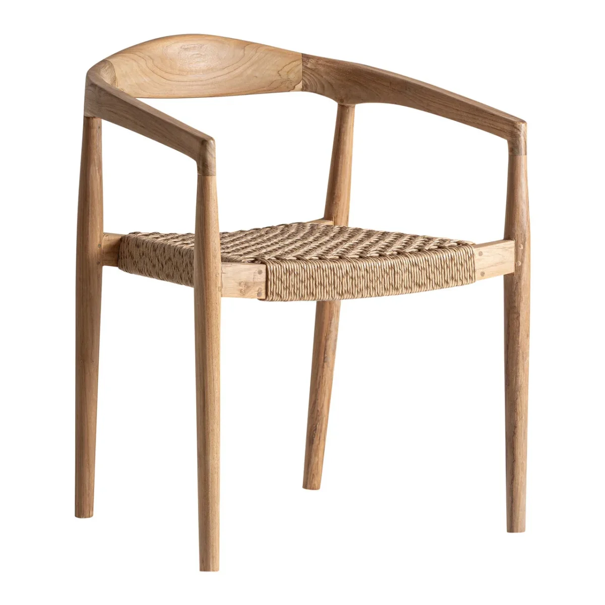 Butaca de madera de teca y cuerda para exterior Caen
