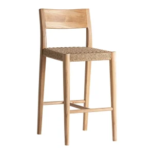 Taburete de madera de teca y cuerda para exterior Caen