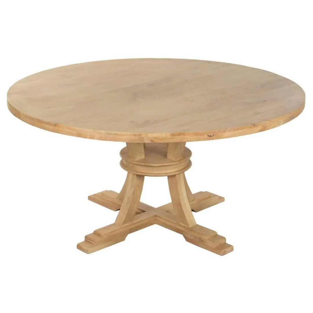 Mesa redonda de comedor de madera maciza 150cm - Imagen 2
