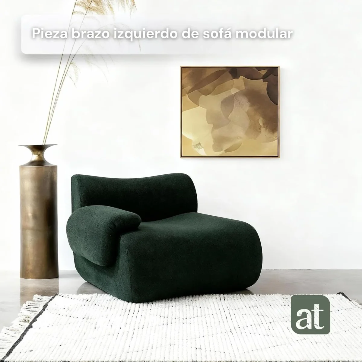 Sofá Modular Modelo Sora – Módulo Izquierdo, Verde Olivo con Memory Foam | 100×100×68 cm - Imagen 4