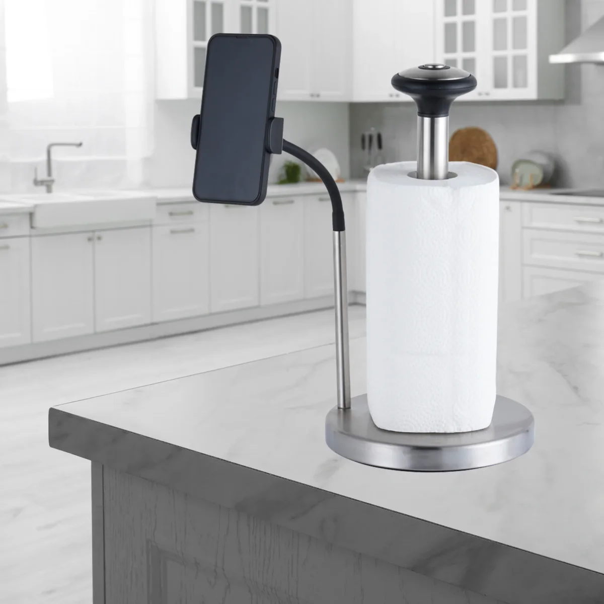Porta Servitoallas Cocina Acero Inoxidable con Brazo Soporte para Ver Videos en Celular - Imagen 3