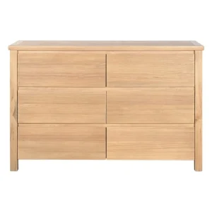 Cómoda de madera de pino con 6 cajones 120X40X80