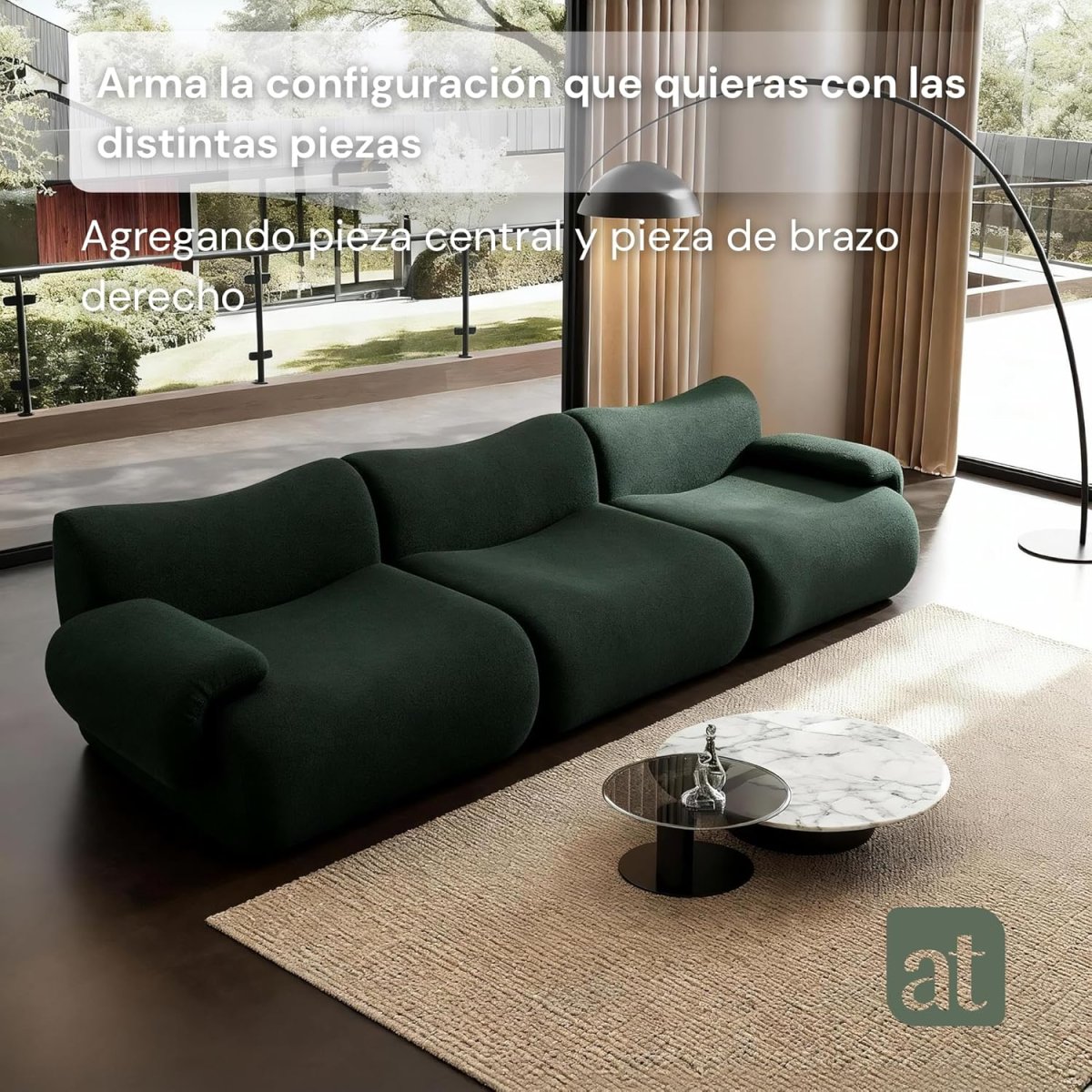 Sofá Modular Modelo Sora – Módulo Izquierdo, Verde Olivo con Memory Foam | 100×100×68 cm - Imagen 8