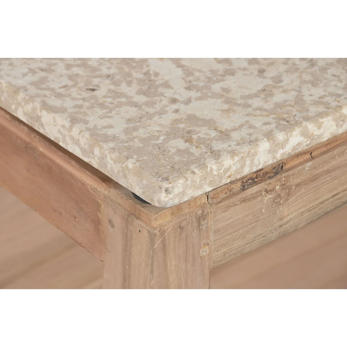 Mesa de centro de mármol y madera reciclada - Imagen 7