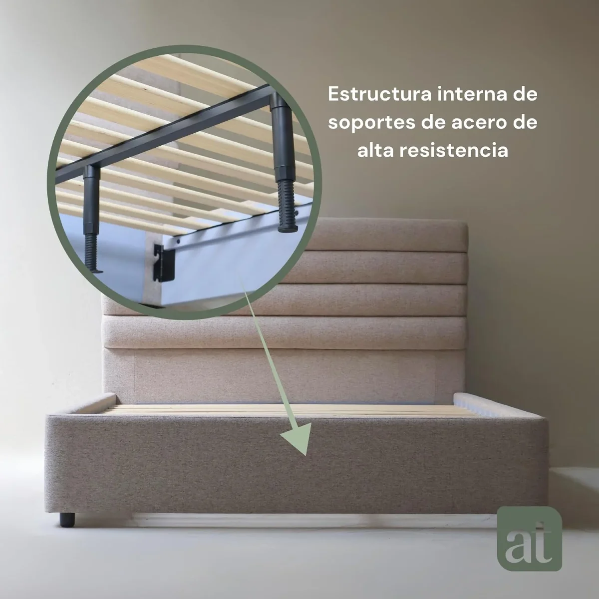 Base Cama con Cabecera Recamara Fácil Armado MATRIMONIAL - Imagen 5