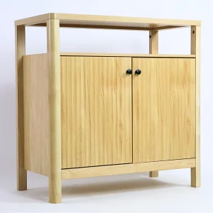 Credenza Bufetera Modelo Olmo – Natural, 2 Puertas, Repisa Interior y Herrajes Negros | 80×40×80 cm