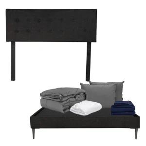 Cabecera Dicasa Bilbao con Base Slim Negro con Ropa de Cama